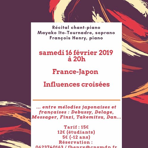 « France-Japon : Influences croisées » récital chant-piano avec Mayako ITO-TOURNADRE, soprano & François HENRY, piano